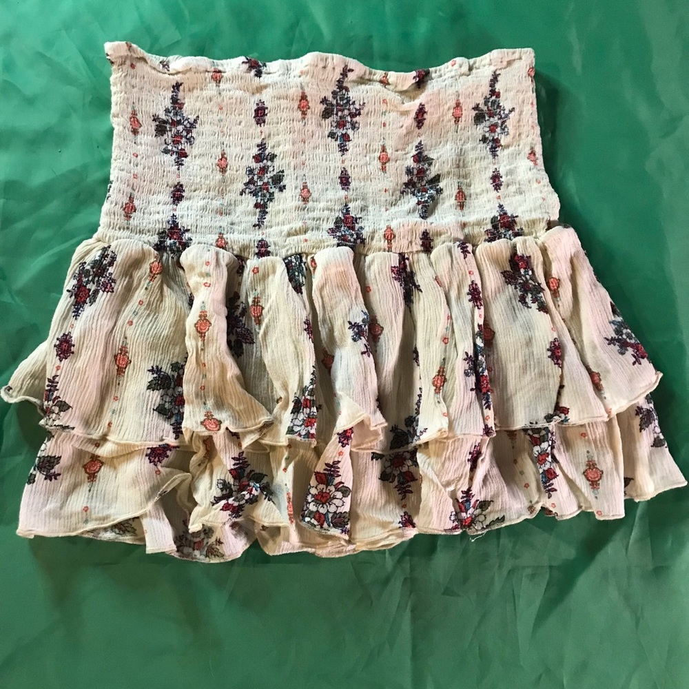 California Gypsy Women’s Ruffled and Crinkled Floral Tube Top Size L